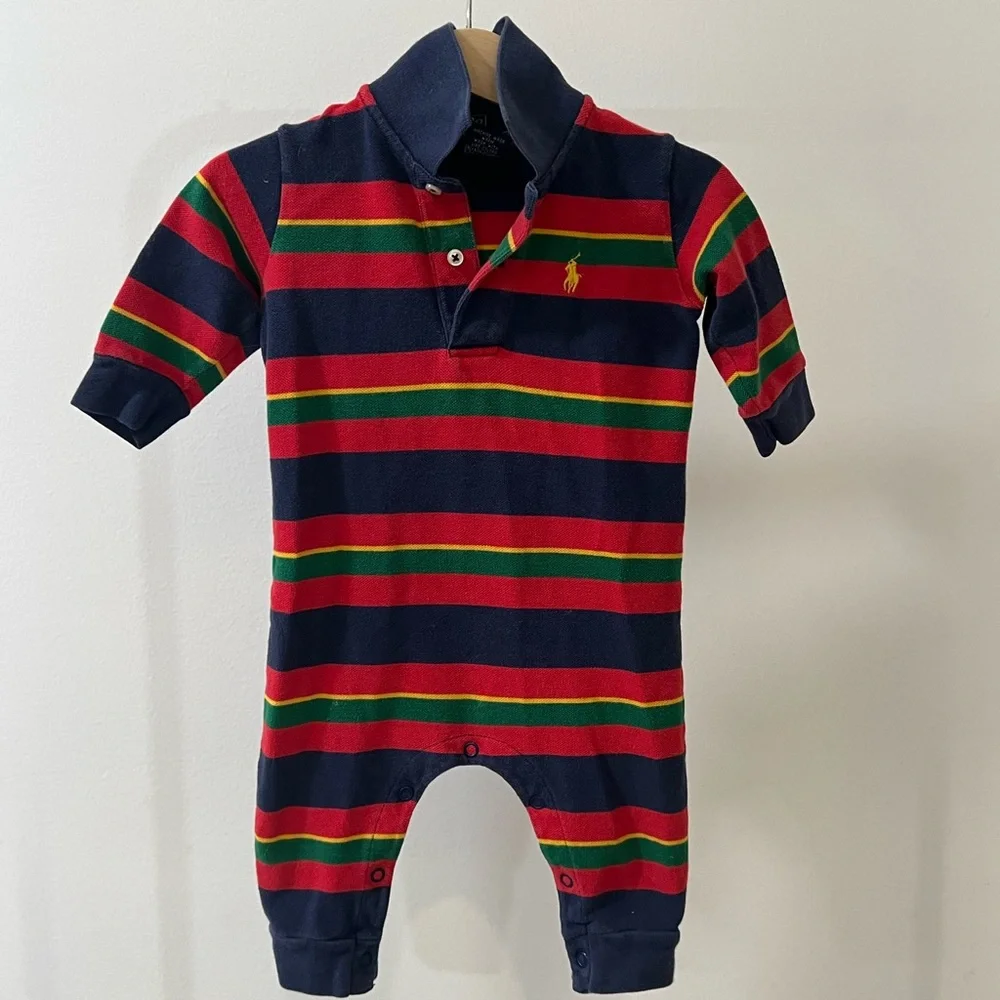 Polo by Ralph Lauren Navy Striped Kids One Piece - Picture 2 of 2